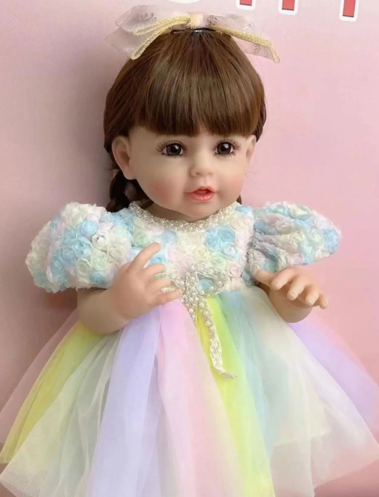Подлинное Новое Платье Принцессы с длинными волосами, имитация Куклы, игрушка для душа и переодевания, подарок для девочки Изображение 0