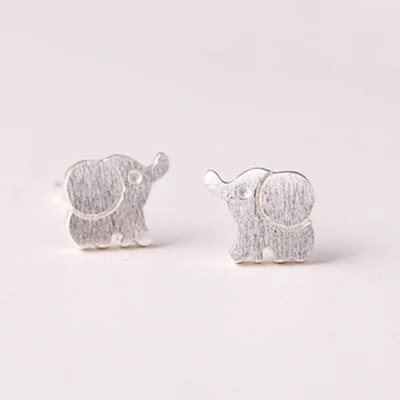 Серьги-гвоздики в виде слона серебряного цвета, ювелирные изделия оптом, ретро серьги Изображение 0