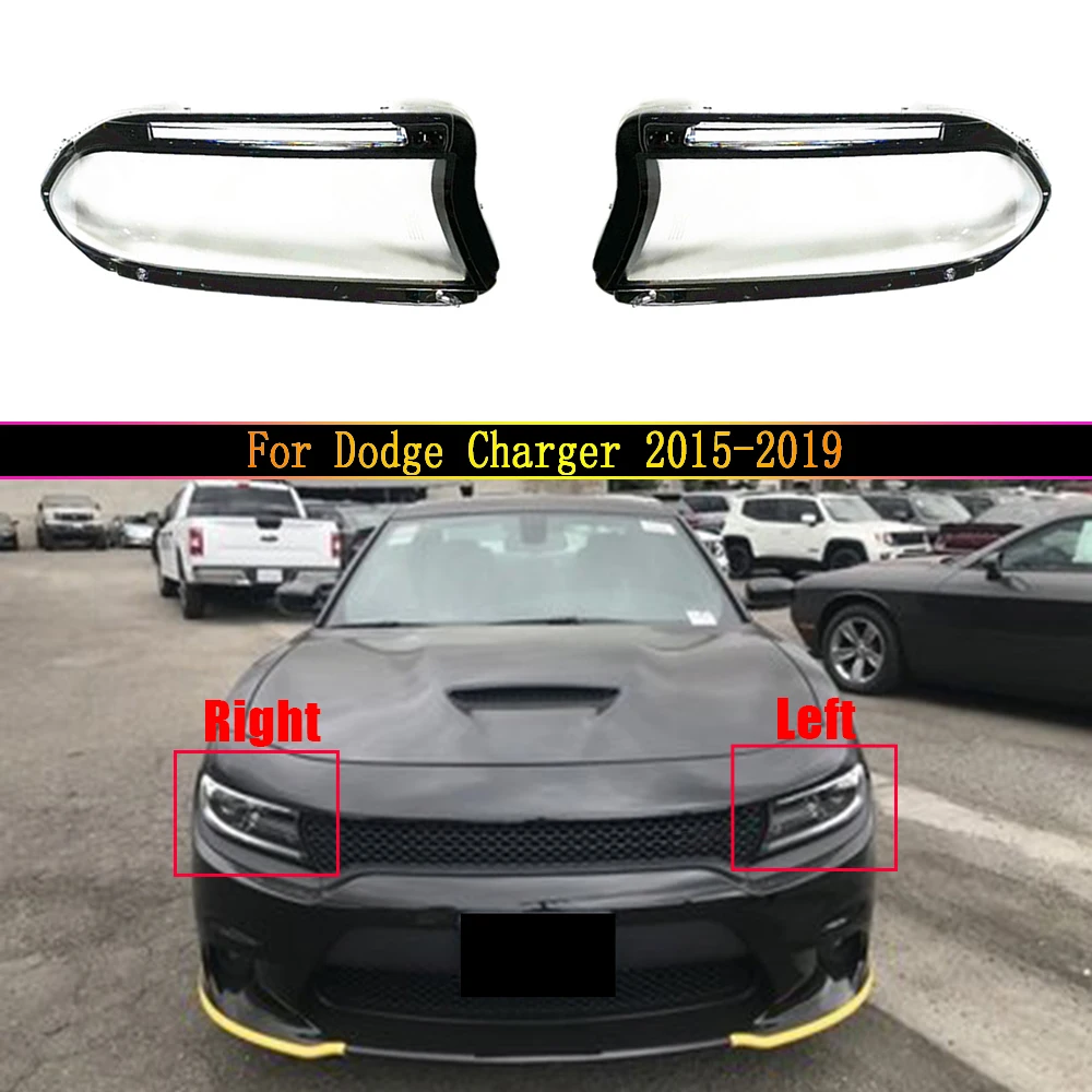 Для Dodge Charger 2015 ~ 2019 Крышка объектива передней фары автомобиля, Авточехол, абажур для фары, стеклянная крышка для лампы, крышка для головного фонаря Изображение 0