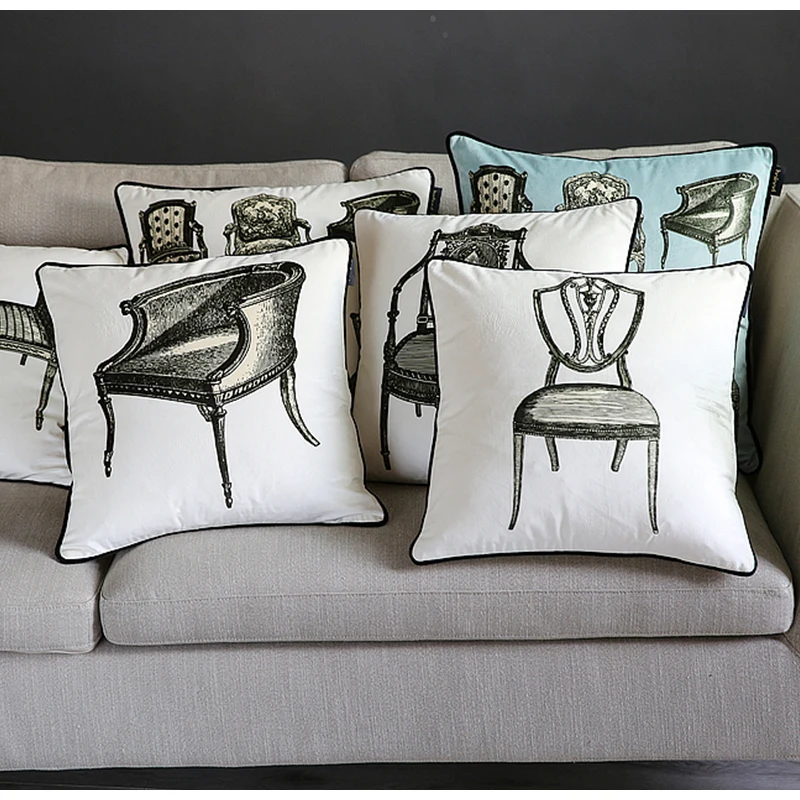 Квадратный чехол для подушки Morandi, цвет бархата, стулья с принтом, диван для гостиной, наволочки, шикарный интерьер, осенний декор Изображение 0