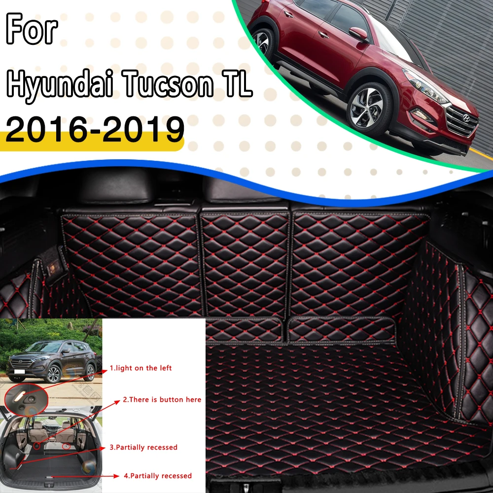 Автомобильные коврики Для Hyundai Tucson TL 2016 2017 2018 2019, Водонепроницаемые защитные накладки, Анти-Грязные Автомобильные коврики для заднего багажника, Автомобильные аксессуары Изображение 0