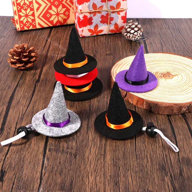 Мини-шляпа ведьмы, кукольный колпак, головные уборы, Кукольный Домик, Хэллоуин, Домашний декор, Декор для бутылки вина Изображение 0