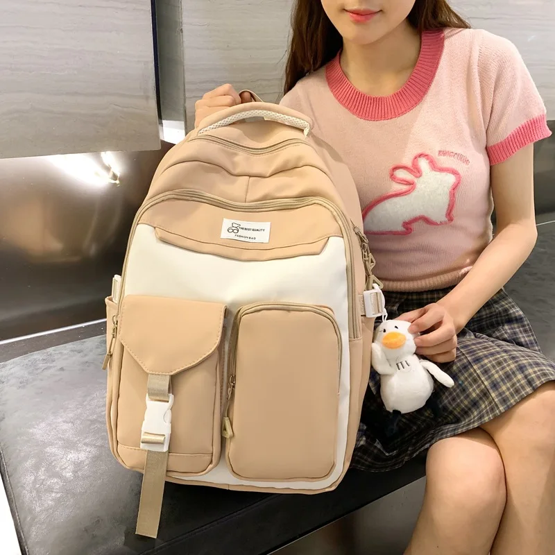 Рюкзак для средней школы для женщин, подростков, девочек, школьная сумка, кампус, нейлоновый корейский рюкзак Изображение 1