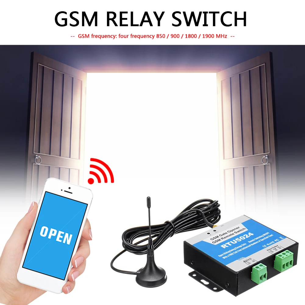 RTU5024 GSM Реле Ворот Переключатель 850/900/1800/1900 МГц Дистанционное Управление Беспроводной Доступ К Двери По Бесплатному Звонку с Антенной Горячая Изображение 1