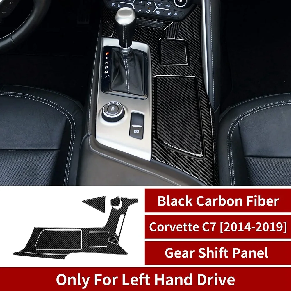 Комплект наклеек для держателя чашки на центральной консоли, наклейка из углеродного волокна для Chevrolet Corvette C7 2014-2019, интерьер, черный Изображение 1