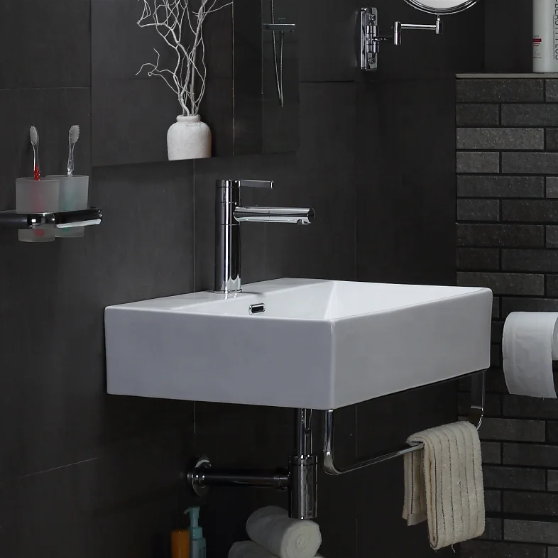 Высококачественный настенный умывальник lavabo с кронштейном, керамический умывальник, подвесной умывальник для ванной комнаты Изображение 1
