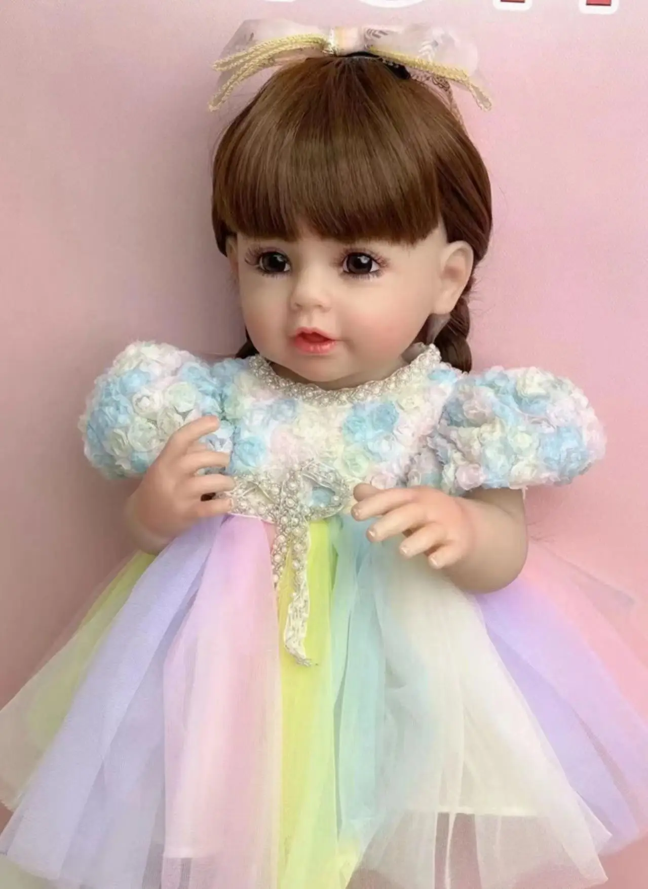 Подлинное Новое Платье Принцессы с длинными волосами, имитация Куклы, игрушка для душа и переодевания, подарок для девочки Изображение 1