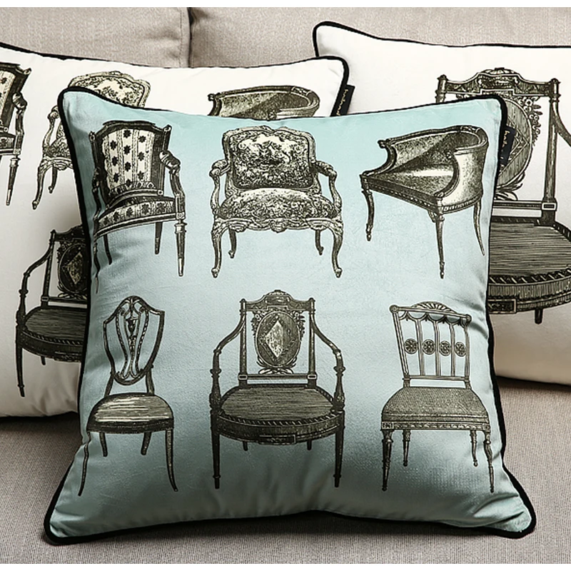 Квадратный чехол для подушки Morandi, цвет бархата, стулья с принтом, диван для гостиной, наволочки, шикарный интерьер, осенний декор Изображение 1