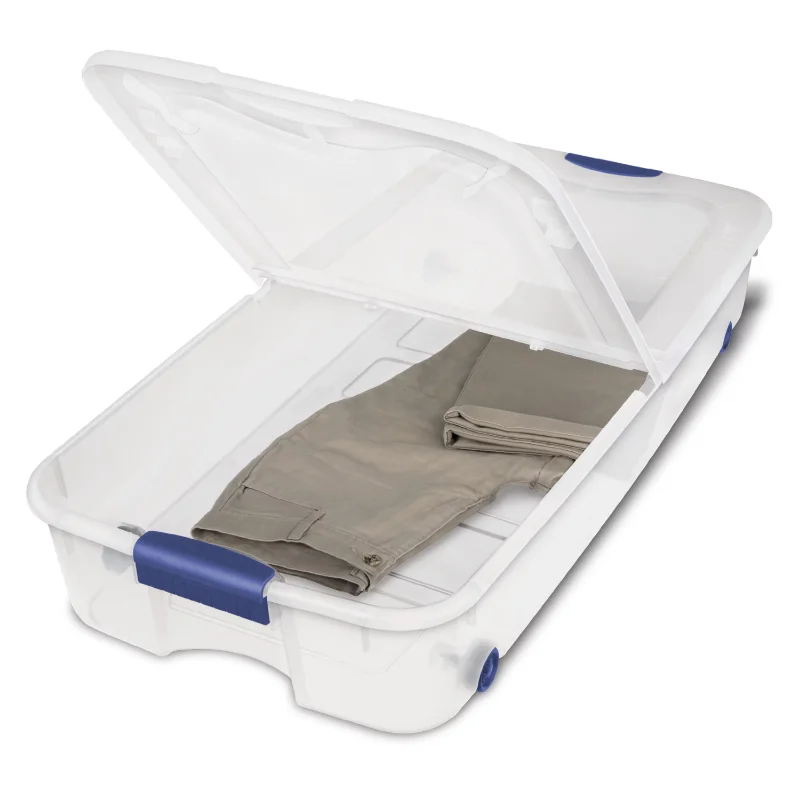 Sterilite 66 Qt. Коробка для хранения Ultra ™ Пластиковая, стадионного синего цвета, набор из 4 коробок для хранения коробка для хранения Изображение 2