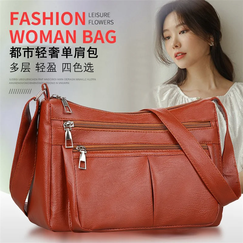 Женская сумка 2023, трендовые корейские сумки, Дизайнерский люксовый бренд, Женские сумки через плечо из мягкой кожи, Модная универсальная сумка через плечо Изображение 2