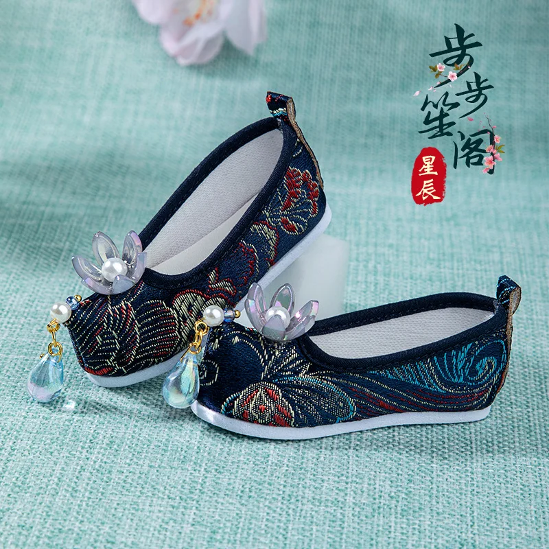 Кукольная обувь ручной работы 7 см, высококачественная китайская традиционная тканевая обувь с вышивкой для кукол 60 см, Аксессуары для кукол Bjd 1/3, игрушки Изображение 2