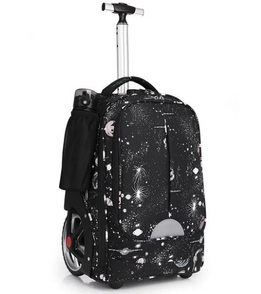 Детские сумки для багажа на колесиках, школьный рюкзак на колесиках, сумка для подростков, дорожный рюкзак с большими колесами, сумка на тележке Изображение 2