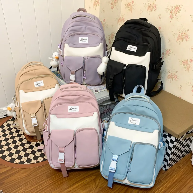 Рюкзак для средней школы для женщин, подростков, девочек, школьная сумка, кампус, нейлоновый корейский рюкзак Изображение 2