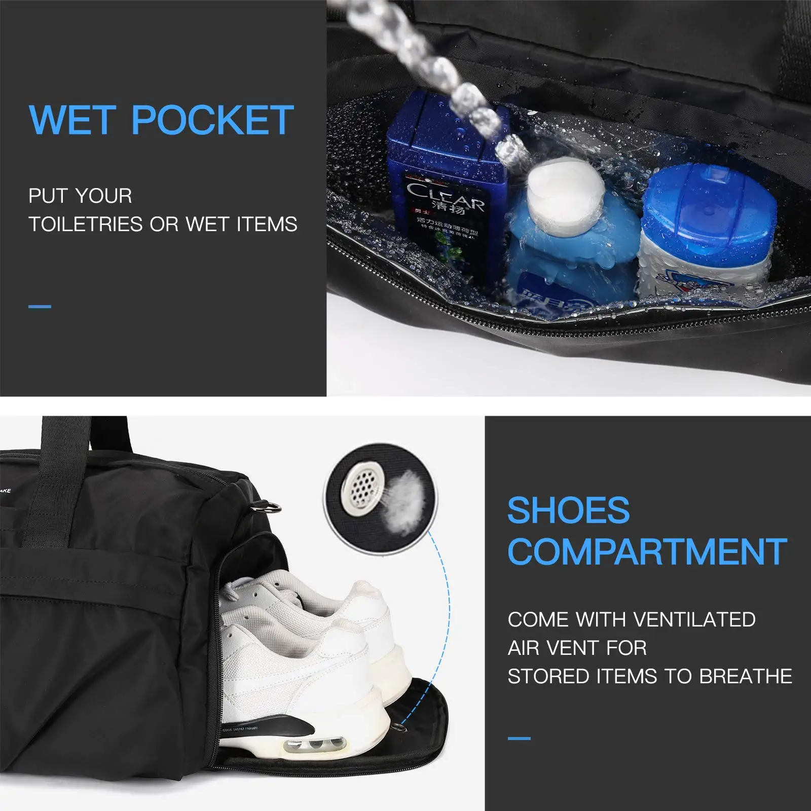 Спортивные сумки, Водонепроницаемые дорожные вещевые сумки, Прочная спортивная сумка для переноски, легкая сумочка с отделением для обуви Изображение 2