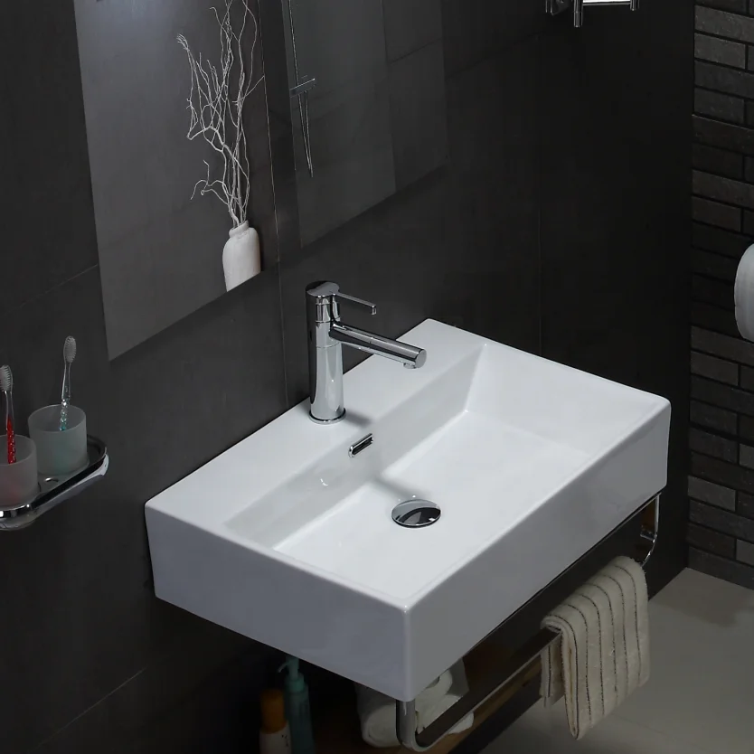 Высококачественный настенный умывальник lavabo с кронштейном, керамический умывальник, подвесной умывальник для ванной комнаты Изображение 2