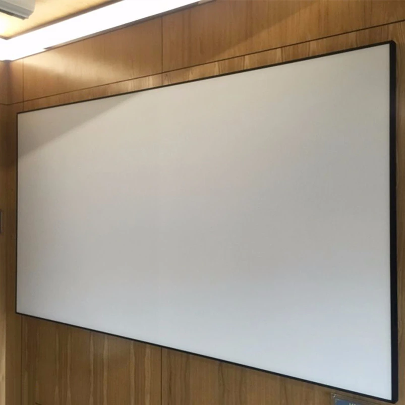 Проекционный экран с тонкой рамкой MHBCA 16: 9 с фиксированной рамкой и тканым акустически прозрачным белым покрытием Изображение 2
