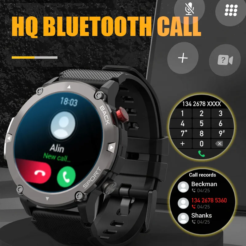Новые Смарт-часы C21 Мужские HD Bluetooth Call IP68 Водонепроницаемые, Защищающие от падения, Измеряющие Кровяное Давление, Спорт на открытом воздухе Android IOS Для Xiaomi/apple Изображение 2