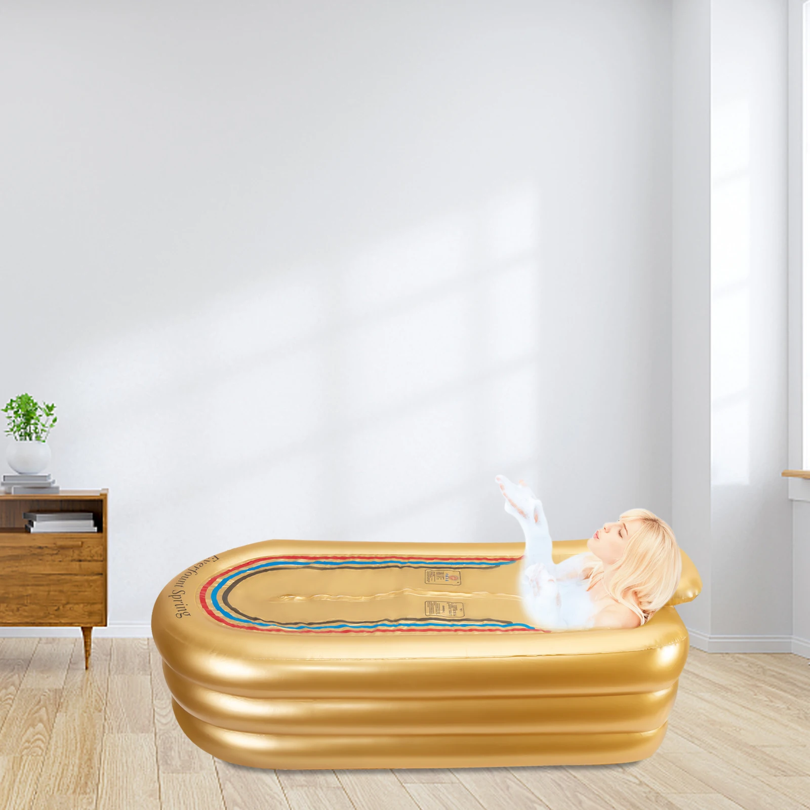 Надувная ванна для взрослых портативная отдельно стоящая ванна для плавания Бассейн Сауна Складная гидромассажная ванна, спа-душ с электрическим воздушным насосом   Изображение 3