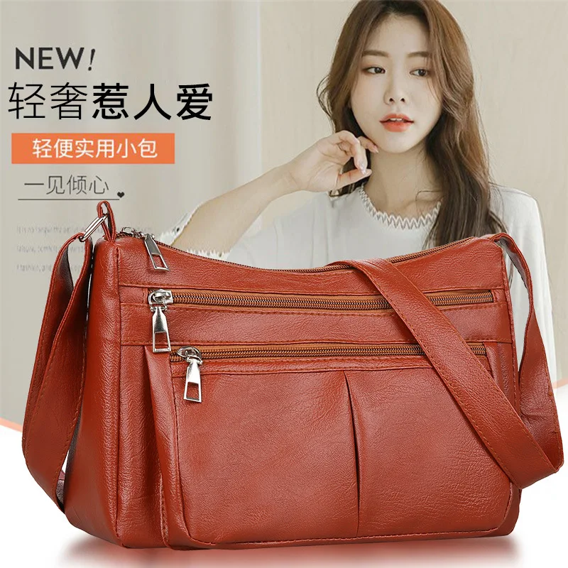 Женская сумка 2023, трендовые корейские сумки, Дизайнерский люксовый бренд, Женские сумки через плечо из мягкой кожи, Модная универсальная сумка через плечо Изображение 3