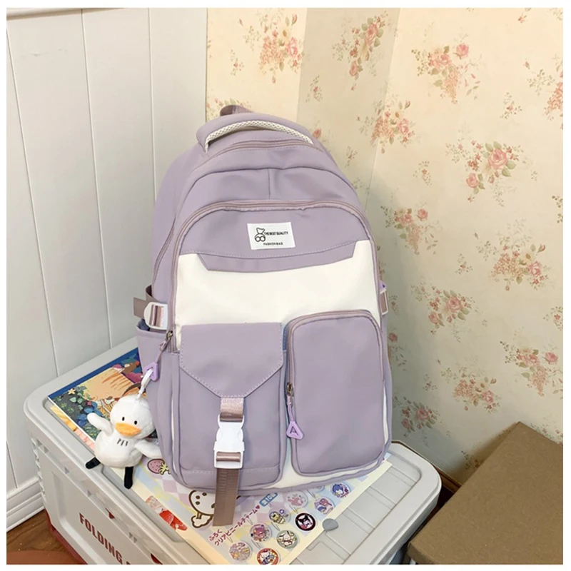 Рюкзак для средней школы для женщин, подростков, девочек, школьная сумка, кампус, нейлоновый корейский рюкзак Изображение 3