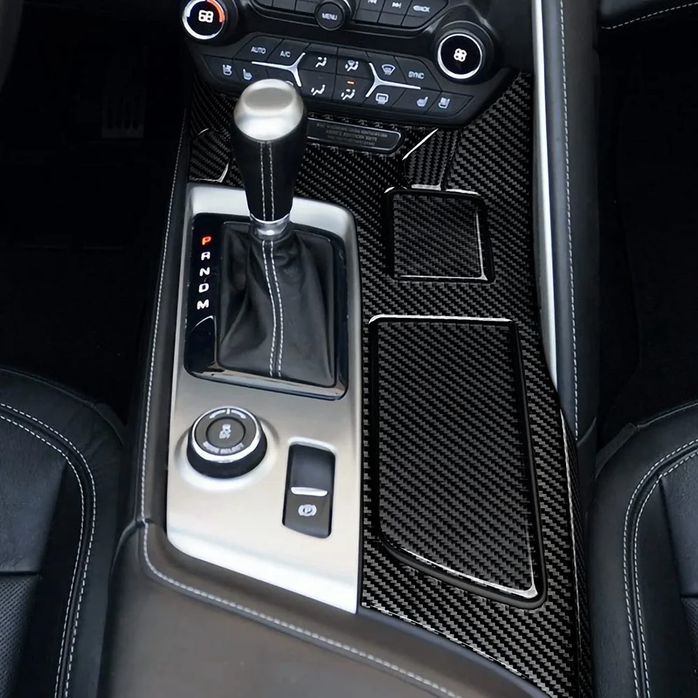 Комплект наклеек для держателя чашки на центральной консоли, наклейка из углеродного волокна для Chevrolet Corvette C7 2014-2019, интерьер, черный Изображение 3