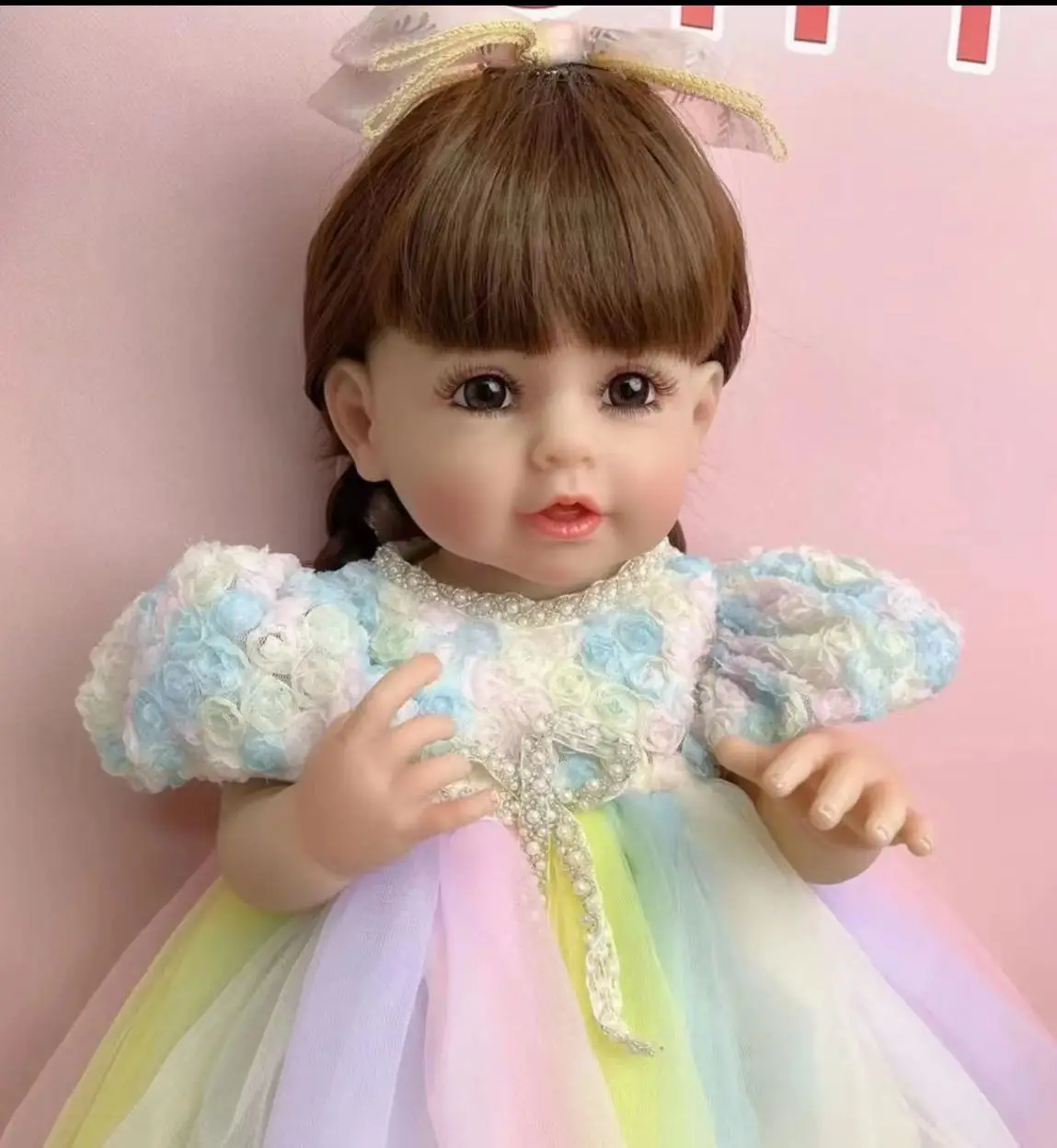 Подлинное Новое Платье Принцессы с длинными волосами, имитация Куклы, игрушка для душа и переодевания, подарок для девочки Изображение 3