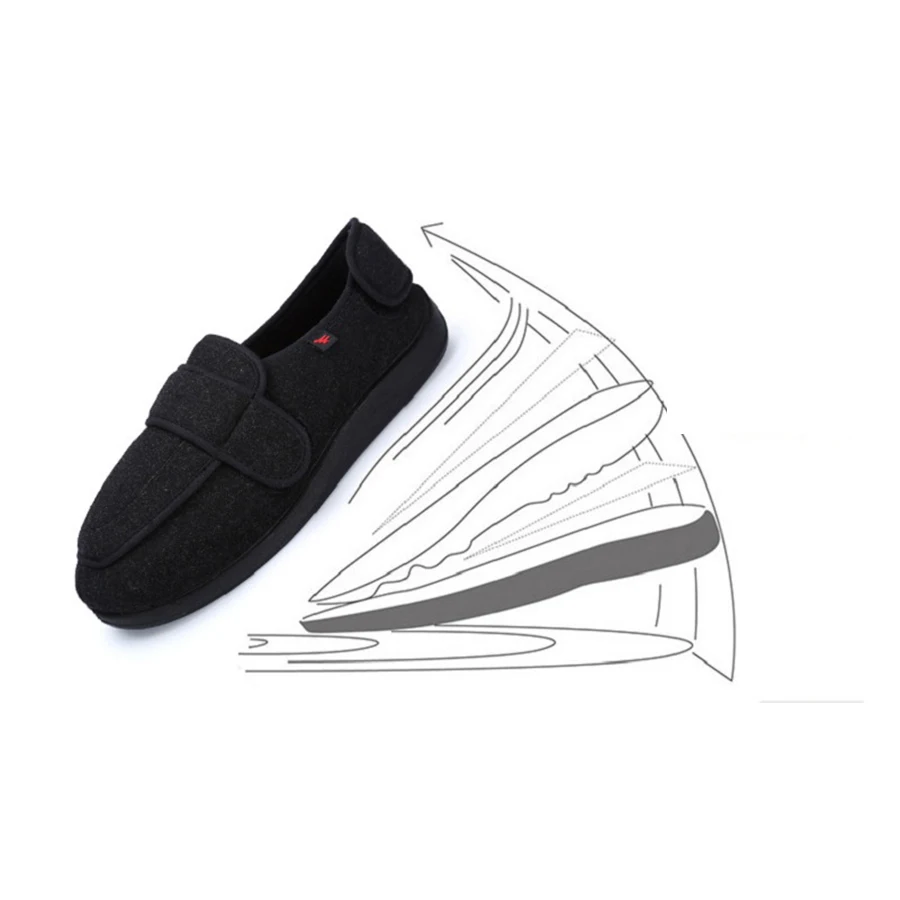 KNCOKAR среднего возраста, очень большие замшевые мягкие туфли для ходьбы, расширенные для регулировки высокого подъема, толстая набухшая широкая ткань для ног Изображение 3