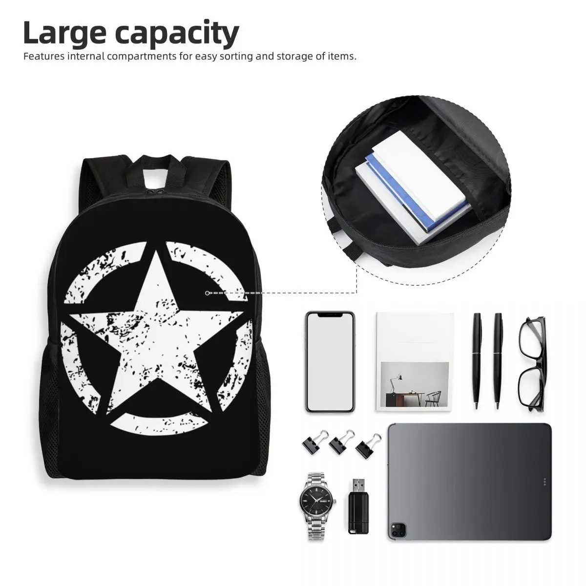 Военный Тактический рюкзак для ноутбука Army Star, женский, мужской, повседневный, для студентов колледжа, сумки для школьников Изображение 4