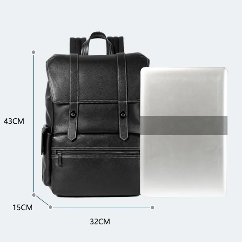 AETOO Новый кожаный рюкзак для отдыха, многофункциональный вертикальный компьютерный рюкзак, корейская версия первого слоя коровьей кожи Изображение 4