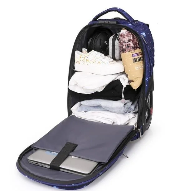 Детские сумки для багажа на колесиках, школьный рюкзак на колесиках, сумка для подростков, дорожный рюкзак с большими колесами, сумка на тележке Изображение 4