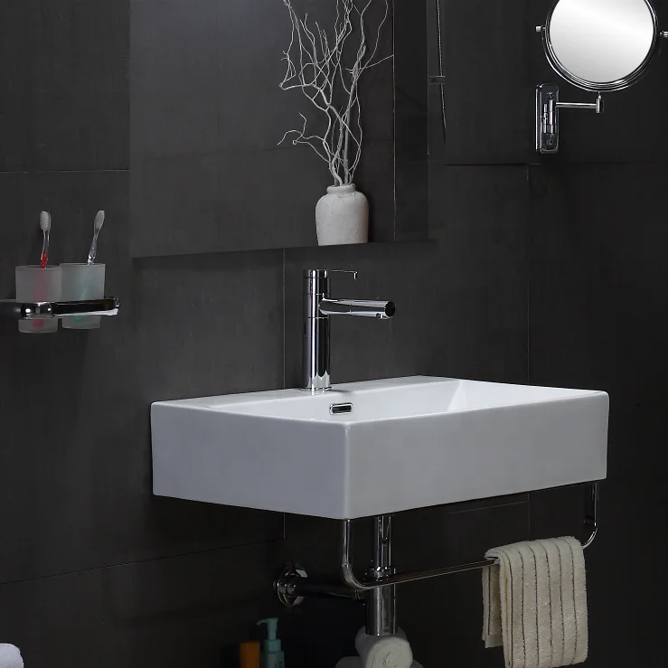 Высококачественный настенный умывальник lavabo с кронштейном, керамический умывальник, подвесной умывальник для ванной комнаты Изображение 4