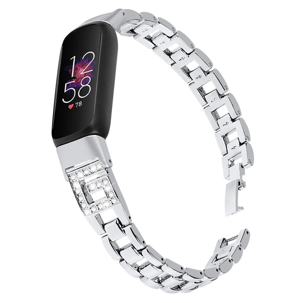 Ремешок из нержавеющей стали для браслета Fitbit Luxe Correa G-образный бриллиантовый женский смарт-браслет для Fitbit luxe Special Edition Изображение 4