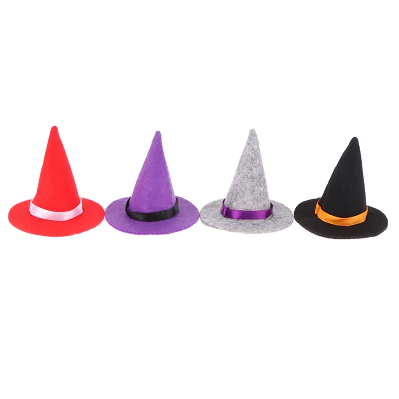 Мини-шляпа ведьмы, кукольный колпак, головные уборы, Кукольный Домик, Хэллоуин, Домашний декор, Декор для бутылки вина Изображение 4
