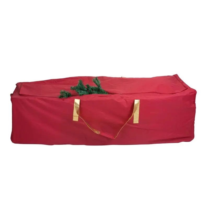 Ткань, прочная, надежная, простая в использовании. Прочная, безопасная, простая в использовании сумка для хранения рождественской елки из красного нетканого материала длиной до 6 футов Изображение 5
