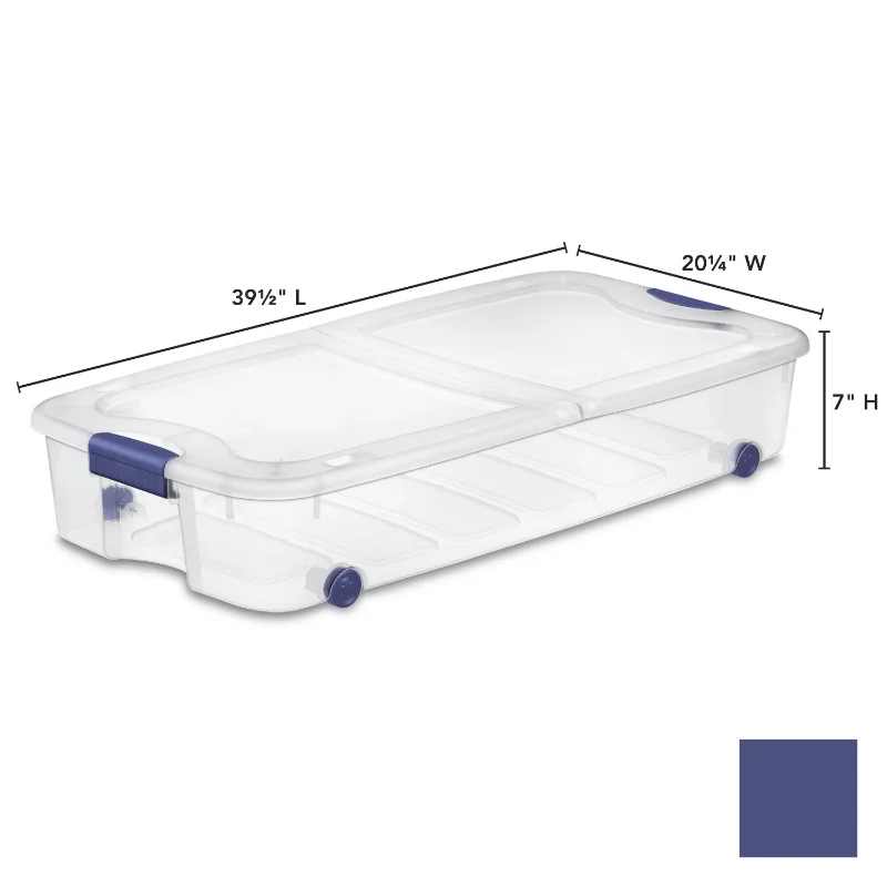 Sterilite 66 Qt. Коробка для хранения Ultra ™ Пластиковая, стадионного синего цвета, набор из 4 коробок для хранения коробка для хранения Изображение 5