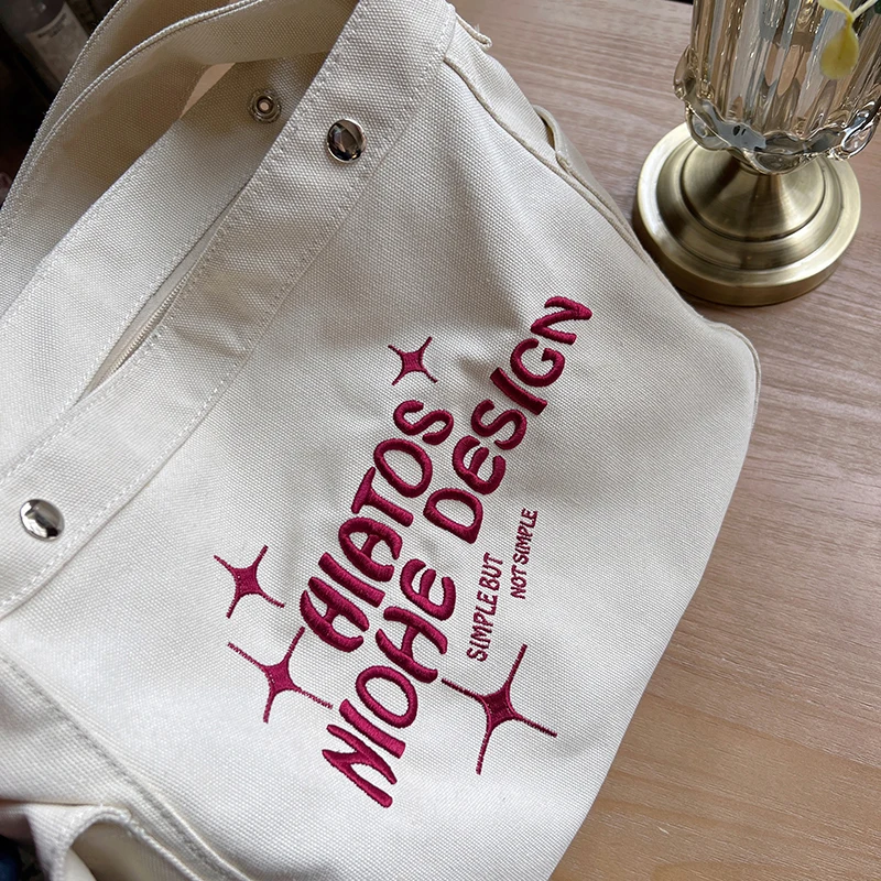 Мода 2023, Новинка, Холщовая сумка с надписью на плече, Роскошная Дизайнерская брендовая студенческая сумка через плечо для женщин, кошелек Высокого качества Изображение 5