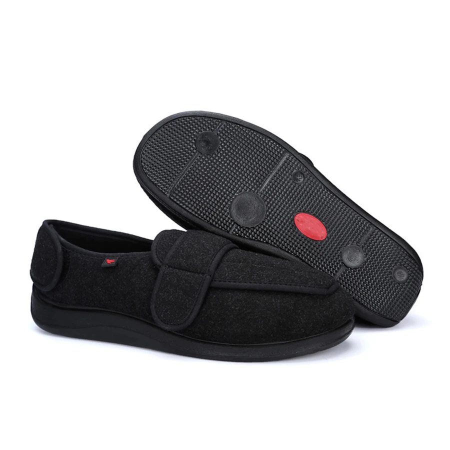 KNCOKAR среднего возраста, очень большие замшевые мягкие туфли для ходьбы, расширенные для регулировки высокого подъема, толстая набухшая широкая ткань для ног Изображение 5